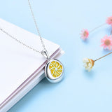 Kids Silver Orange Flower Enamel Necklace