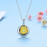Kids Silver Orange Flower Enamel Necklace