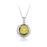 Kids Silver Orange Flower Enamel Necklace