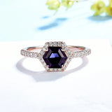 Lab Grown Alexandrite Ring 925 Silver Hexagon Gemstone Wedding Engagement