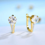 Kuololit Accher Cut Zircon Clip Earrings 925 Sterling Silver Engagement Fine