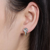 Kuololit Accher Cut Zircon Clip Earrings 925 Sterling Silver Engagement Fine
