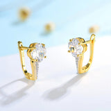Kuololit Accher Cut Zircon Clip Earrings 925 Sterling Silver Engagement Fine