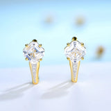 Kuololit Accher Cut Zircon Clip Earrings 925 Sterling Silver Engagement Fine