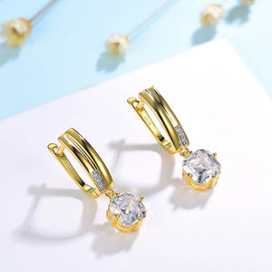 Kuololit Zircon Clip Earrings 925 Sterling Silver Asscher Cut Gemstone