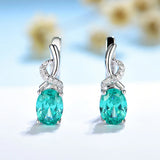 Mint Sapphire Clip Earrings 925 Silver Green Paraiba Tourmaline