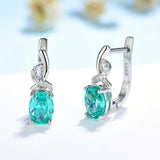 Mint Sapphire Clip Earrings 925 Silver Green Paraiba Tourmaline