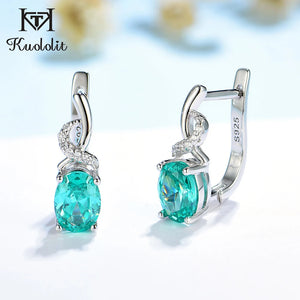 Mint Sapphire Clip Earrings 925 Silver Green Paraiba Tourmaline