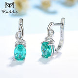 Mint Sapphire Clip Earrings 925 Silver Green Paraiba Tourmaline