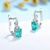 Mint Sapphire Clip Earrings 925 Silver Green Paraiba Tourmaline