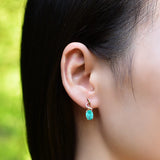 Mint Sapphire Clip Earrings 925 Silver Green Paraiba Tourmaline