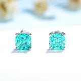 Mint Sapphire Tourmaline Gemstone Stud Earrings 925 Sterling Silver