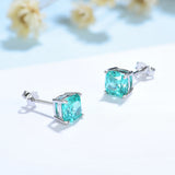 Mint Sapphire Tourmaline Gemstone Stud Earrings 925 Sterling Silver