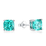 Mint Sapphire Tourmaline Gemstone Stud Earrings 925 Sterling Silver