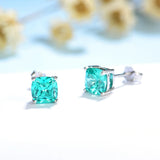 Mint Sapphire Tourmaline Gemstone Stud Earrings 925 Sterling Silver