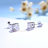 Kuololit Moissanite Earrings 925 Silver Heart 2CTW D VVS1 Diamonds