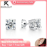 Kuololit Moissanite Earrings 925 Silver Heart 2CTW D VVS1 Diamonds