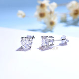 Kuololit Moissanite Earrings 925 Silver Heart 2CTW D VVS1 Diamonds