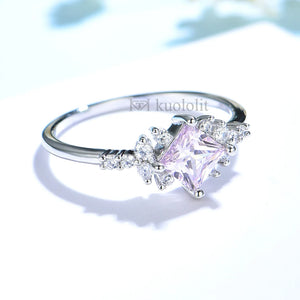 Pink Diamond Solid 925 Sterling Silver Ring for Women Engagement Jewelry