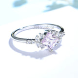 Pink Diamond Solid 925 Sterling Silver Ring for Women Engagement Jewelry
