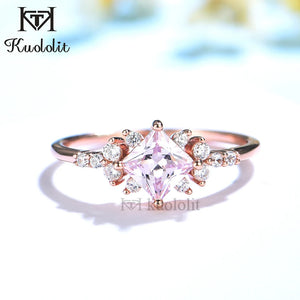 Pink Diamond Solid 925 Sterling Silver Ring for Women Engagement Jewelry