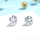 Kuololit 925 Silver Zircon Stud Earrings 5A for Engagement