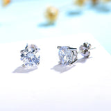 Kuololit 925 Silver Zircon Stud Earrings 5A for Engagement