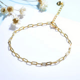 925 Sterling Silver Paperclip Bracelet Chain Toggle Clasp 18K Thick Square Rock