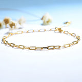 925 Sterling Silver Paperclip Bracelet Chain Toggle Clasp 18K Thick Square Rock
