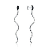 Snake Hoop Earrings 925 Sterling Silver Spinel Animal Shaped Jewelry
