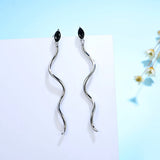 Snake Hoop Earrings 925 Sterling Silver Spinel Animal Shaped Jewelry