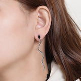 Snake Hoop Earrings 925 Sterling Silver Spinel Animal Shaped Jewelry