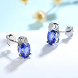 Tanzanite Gemstone Earrings 925 Sterling Silver Sparkling Diaspore Stud