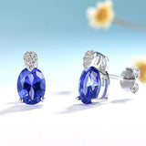 Tanzanite Gemstone Earrings 925 Sterling Silver Sparkling Diaspore Stud