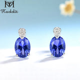 Tanzanite Gemstone Earrings 925 Sterling Silver Sparkling Diaspore Stud