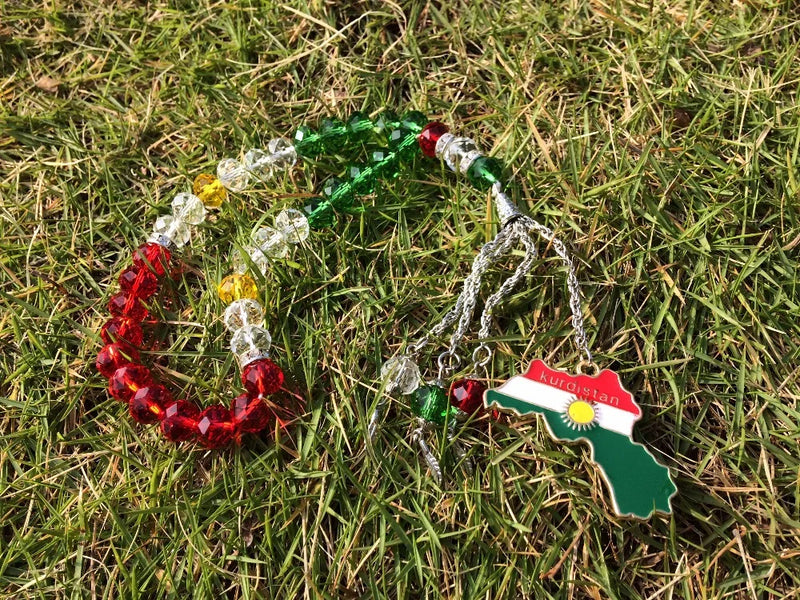 Kurdish Flag Necklace Prayer Beads Koerdische Tasbih Kurdistan Map Kurde