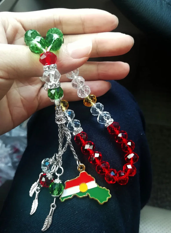 Kurdish Necklace Flag Prayer Beads Koerdische Tasbih Kurdistan Map