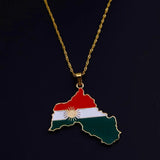 Kurdistan Enamel Pendant Necklace Flag Region Map Kurdish Chain Jewelry