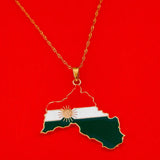 Kurdistan Enamel Pendant Necklace Flag Region Map Kurdish Chain Jewelry