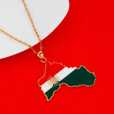 Kurdistan Enamel Pendant Necklace Flag Region Map Kurdish Chain Jewelry