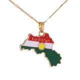 Kurdistan Map and Flag Pendant Necklace Ethnic Jewelry Gift