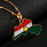Kurdistan Map and Flag Pendant Necklace Ethnic Jewelry Gift