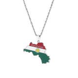 Kurdistan Map and Flag Pendant Necklace Patriotic Gift