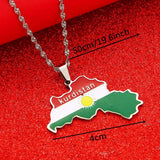 Kurdistan Map and Flag Pendant Necklace Patriotic Gift