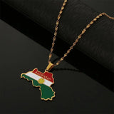Kurdistan Map and Flag Pendant Necklace Patriotic Gift