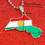 Kurdistan Region Map Pendant Necklace Kurdish Flag Jewelry