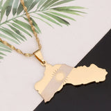 Kurdistan Region Map Pendant Necklace Kurdish Flag Jewelry