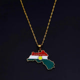 Kurdistan Region Map Pendant Necklace