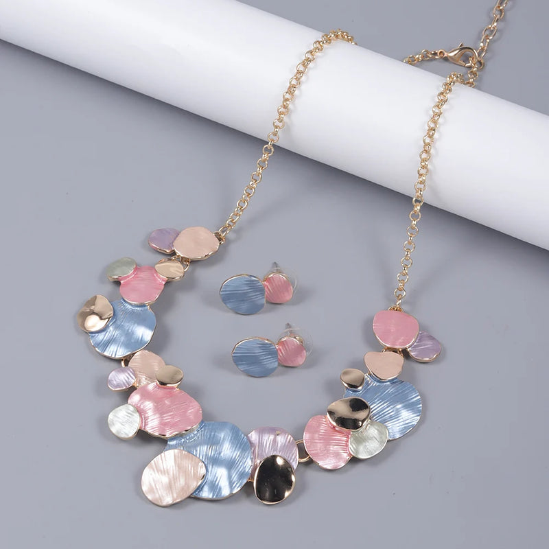 Kuuipo Geometry Circle Necklace Round Enamel Choker for Women