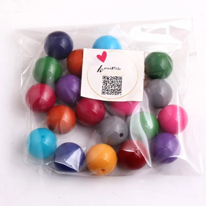 Kwoi Vita' Acrylic Solid Beads 100pcs/lot Colorful Bubble Chunky Beads